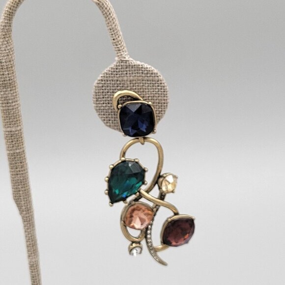 Chloe + Isabel Long Dangle Drop Stud Earrings Multicolored Tourmaline Stones - Picture 3 of 6